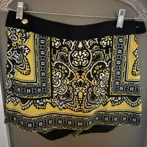 Cache Yellow Black White Patterned Mini Skirt